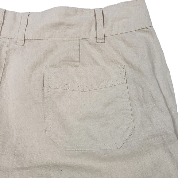 Papaya Tan Beige 100% Linen Shorts Size Large Cuffed Lightweight Breathable - Picture 8 of 13